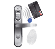 SZYLD ZAMKA ELEKTROMECHANICZNEGO ''EURA'' ELH-50B9 silver - z czytnikiem kart zbliżeniowych (RFID) i czytnikiem linii papilarnych, bateryjny, srebrny ico 2