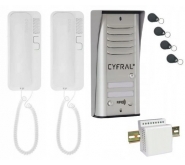 DOMOFON ''CYFRAL'' 'COSMO' zestaw 2-lokatorski srebrny, czytnik RFID ico 0