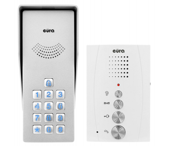 DOMOFON ''EURA'' ADP-38A3 ''ENTRA'' - biały, jednorodzinny, głośnomówiący, kaseta z szyfratorem