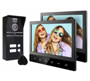 WIDEODOMOFON ''EURA'' VDP-80C5 - dwurodzinny, czarny, 2x LCD 7'', FHD,  obsługa 2 wejść, kamera 1080p., czytnik RFID, natynk ico 2