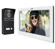 WIDEODOMOFON ''EURA'' VDP-98C5 - biały, dotykowy, LCD 10'', AHD, WiFi,  pamięć obrazów, SD 128GB,  rozbudowa do 6 monitorów, 2 stacji bramowych i 2 kamer CCTV, obsługa 2 wejść, kamera 1080p., czytnik RFID ico 2