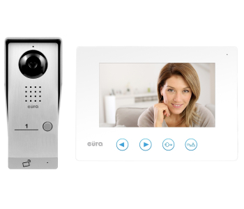 WIDEODOMOFON ''EURA'' VDP-55A3 - biały, LCD 7'', obsługa 2 wejść, pamięć obrazów, brelok zbliżeniowy